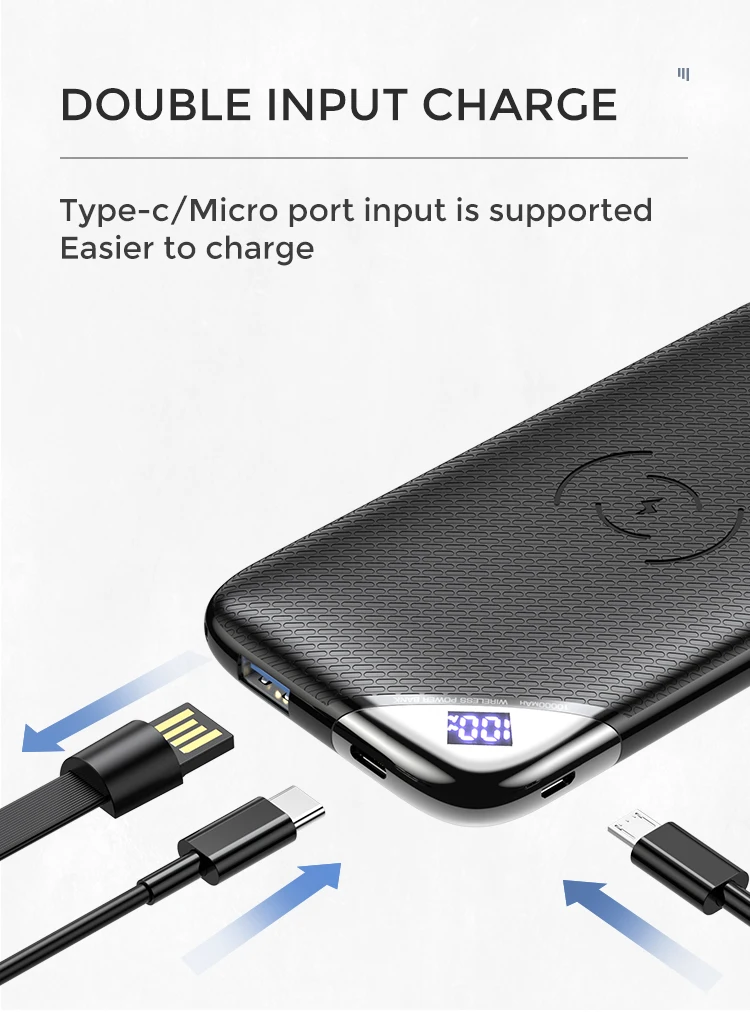 JOYROOM ABS digital display type c pd 10000mah wireless power bank with lanyard - ANKUX.COM
