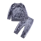 Wholesale gray custom kids fall clothing boy velour children tracksuit set