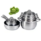 round shape glass lid high quality non-stick cooking ware stainless steel nonstick kitchenware non stick cookware set