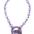 unique necklace resin oval pendant necklace acrylic link oval chain line resin chain with gold paper