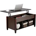 hot sale living room furniture modern extendable lift up top wood coffee table with storage compartment shelf