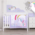 Set Crib Baby Rainbow Unicorn Theme Cot Set Crib Bedding Organic Baby Crib Bedding Set For Girl