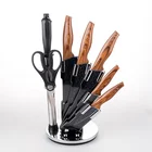 Premium Stainless Steel Kitchen Knife Set With Rotating Acrylic Stand - 8 Piece set