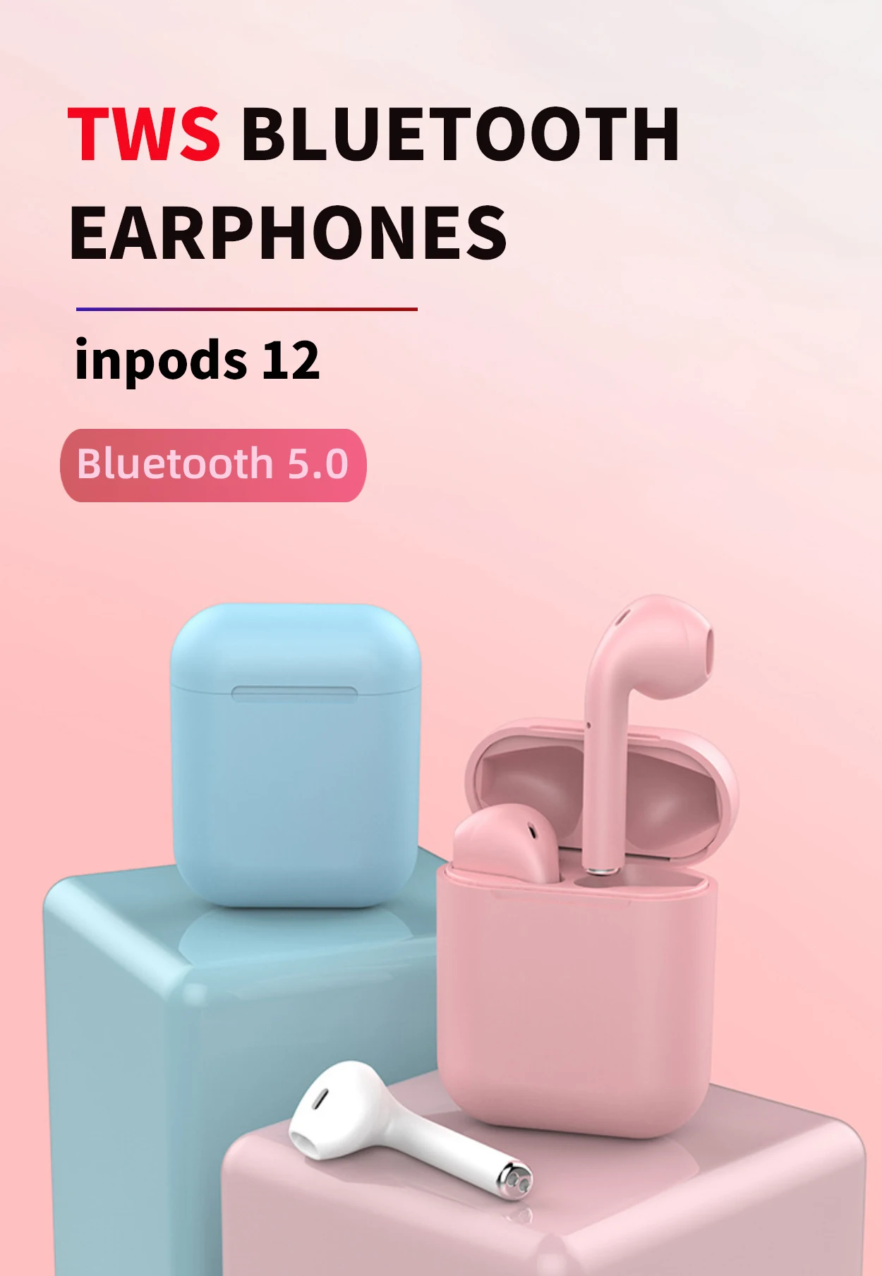 Newest Inpods i12 Product Manufacturer Colorful Wireless Earbuds Mini Wireless Bluetooth Earphone TWS - ANKUX.COM