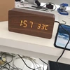Wholesale creative home alarm wood luminous electronic new voice control led wood clock