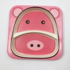 Eco-friendly natural bamboo fiber kid divide plate with customized cartoon decal printing