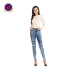 2019 New design women fashion high-elastic ripped jeans