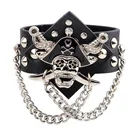 Punk style adjustable metal viking Straps Rivets leather bracelet cuff bangle