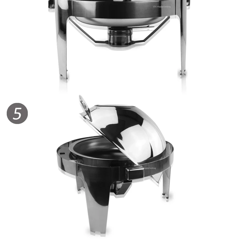 Factory price high quality stainless steel round chafing dishes food warmer with window