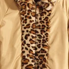 Rabbit Jacket Knitted Founder Winter Women Classic Leopard Print Style Faux Rabbit Fur Jacket With Rib At Hem And Cuff