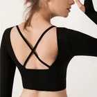 Latest design promotional fitness bra hot sexy yoga bra Back cross LONG SLEEVE BRA