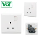 China Factory Electrical PC 13A 1 Gang Switch with Socket