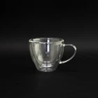 Glass Coffee or Tea Mug Double Wall Thermal Insulated Cups with Handle