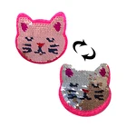 Factory direct customize reversible fashionable cute hot sequins lovely hello kitty embroidery patches and badges