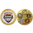 Customized antique souvenir US military army gold plated challenge coins