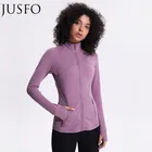JUSFO Custom Active Sportswear Fitness Yogawear Nylon Spandex Yoga Women Workout Long Sports Jacket