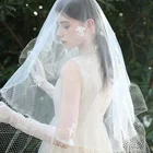 New Design Lace Edge Wedding Veils Headwear White Bridal Netting Tulle Long veil