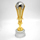 2019 Golden Customized Football Trophies Made in China Spherical Metal Spike Crystal Base Cup