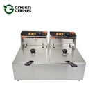 Commercial French Fries Onion Rings Chicken Electric Deep Fryer Counter-top Fryer Double Tank Fries Cooker
