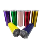 20oz Double Wall Vacuum Cup with Straw Insulated Travel Mug with Lid Stainless Steel Skinny Tumbler