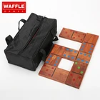 Domino Set WAFFLE GAMES Premium Solid Wood Double 6 Stained Giant Wooden Domino Set
