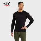 TRY GT003 MEN'S GYM T-SHIRTS & TOPS Athletics Sports long sleeve Slim fit muscle-shaping raglan sleeves basic t-shirt