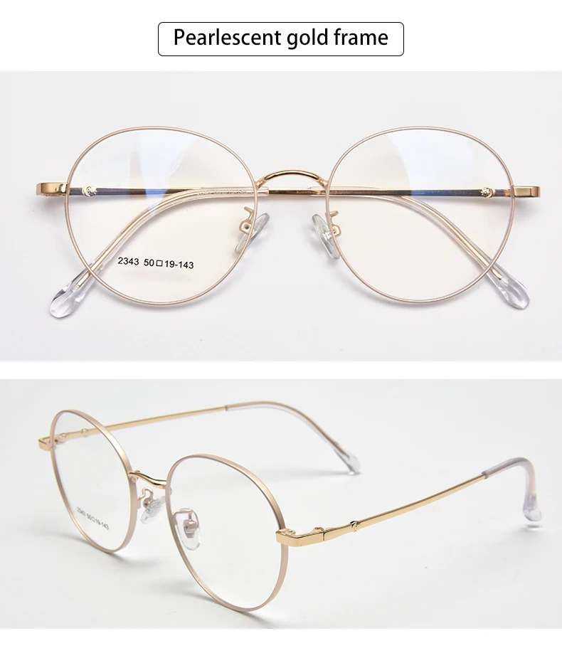 Wholesale Clear Lens Gold Eyeglasses Frames Metal Optical Frame Gold