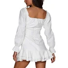 Women Custom Summer Women Casual Ruffle Ruched Bodycon Long Sleeve Off Shoulder Dress