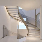 ZOVEE Round Curved Glass Staircase Stainless Steel Building Stairs