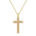 2020 New Womens Fashion Jewelry Small CZ Pave Big Gold Cross Pendant Necklace N064