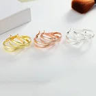 2 Fashion Matte 2 Layers Eye-catching Ladies Hoop Earrings 14K Gold Plated
