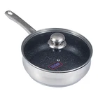 round shape glass lid high quality non-stick cooking ware stainless steel nonstick kitchenware non stick cookware set