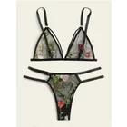 Sexy Women's Sexy Lingerie Women Sexy Lingerie Sexy Women's Embroidered Three-point Bikini Set