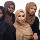 cheap wholesale strethy scarf cotton shawls muslim women turban hijab popular plaid hijab scarves soft cotton pure color