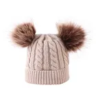 Hat Winter Winter Hat New Toddler Double Fur Pom Pom Bobble Hat Baby Winter Hat Warm Knit Beanie Custom Hat