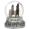 Souvenirs Chicago Snow Globe Silver Base and Color Inside Glass Globe Chicago Snow Globes
