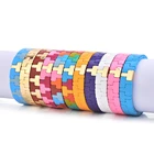 2019 New Fashion Handmade Enamel Rainbow Tile Bracelet Enamel Tile Stretch Bead Bracelet for Women Jewelry