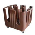 PE Material Plate Caddies Can Hold 4.5" To 13" Tray Adjustable 4 Stack Dish Dolly with 4 Dividers