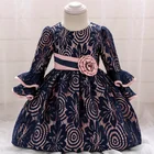 Baby Long Sleeve Flower Smock Princess Dress Toddler Girl Party Lace Dress