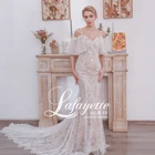 real photo Elegant Appliques Mermaid wedding gown Long Floor-length Modest Bridal Gown Lace Wedding Dresses 2020