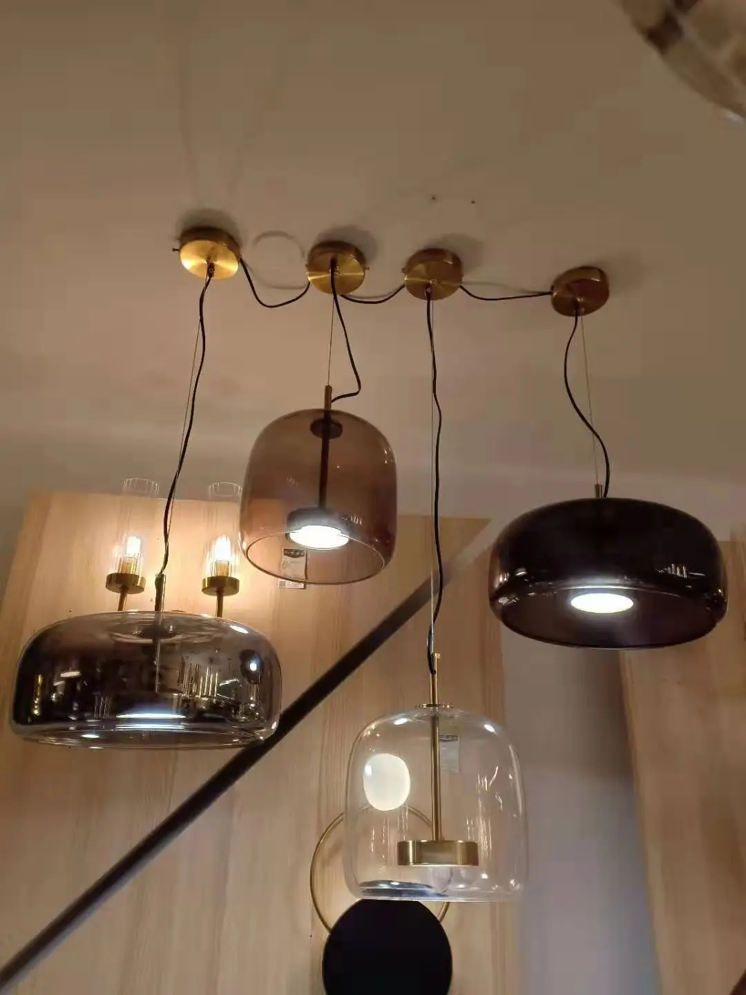 Contemporary Glass Hanging Lamp Metal Glass Pendant Light Artdecolite