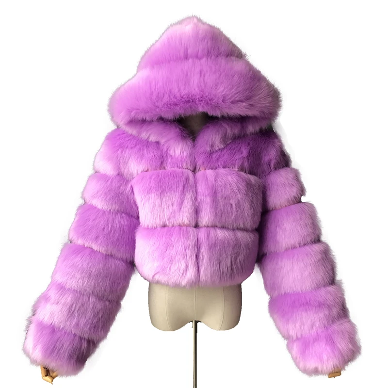 purple fur jacket