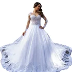 Anti-Static Wedding Dress Bridal Gowns Hot Selling Sheer White Long Sleeve Wedding Dress Bridal Gown