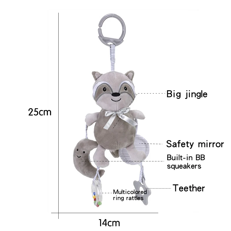 Cartoon animal crib hanging baby stroller bell toy
