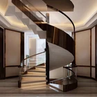 Zovee Modern interior stainless steel glass tread spiral or curved staircase made in China Guangdong
