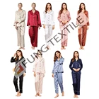 Fung 6001 pyjamas shirt Quantity And Plus Size Feature Satin Pajama Long Sets Pyjamas Women Satin Dresses Women