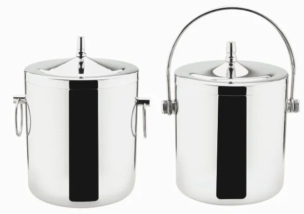 Factory direct 1.0L /1.4L/1.4L double wall wine cooler stainless steel small insulated metal champagne beer ice bucket with lid