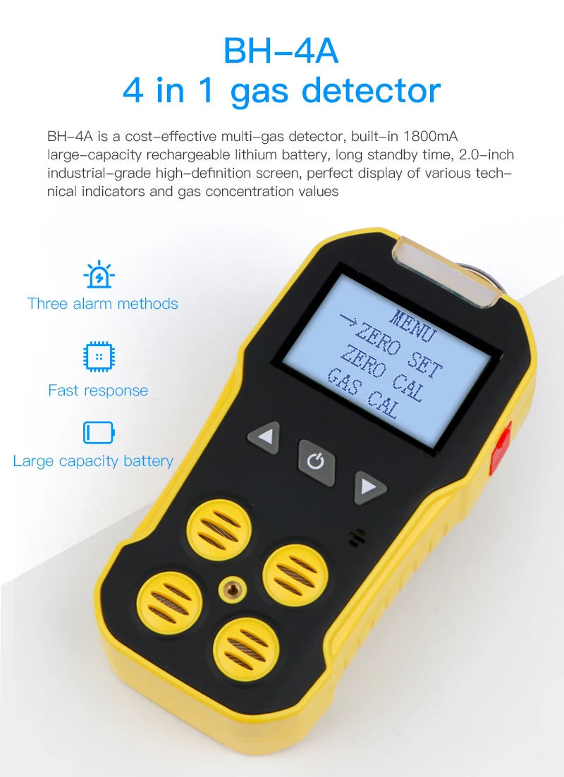 Bosean Pumping 4 In 1 Gas Detector CH4 CO LEL O2 Multi Gas Detector