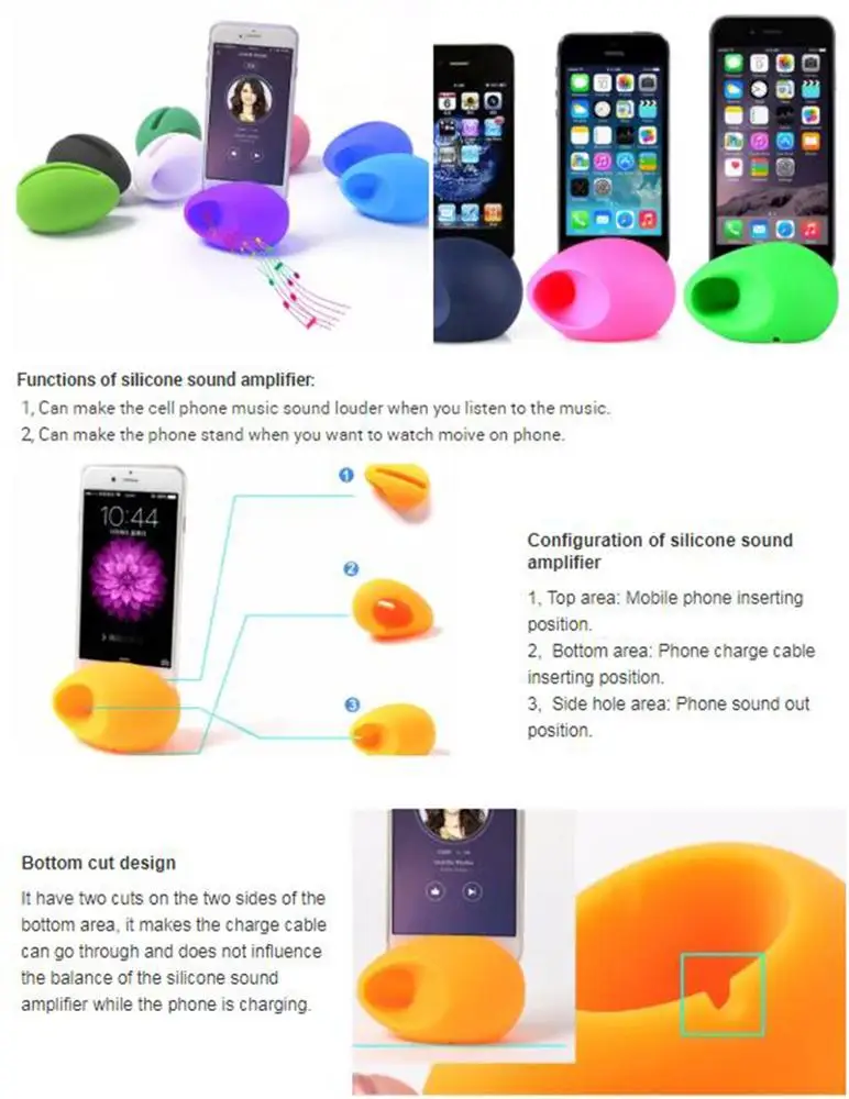 wholesale professional power amplifier egg holder silicone loudspeaker for phone - ANKUX.COM