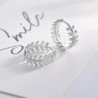 Hoop Earrings SayYes Wholesale 925 Sterling Silver Olive Leaf Round Hoop Earrings Platinum Plated For Women